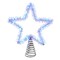 KSA 10.5" Lighted Blue and Silver Tinsel Star Christmas Tree Topper, Cool White Lights